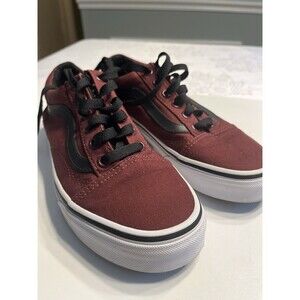 Vans Old Skool Maroon Black Canvas Sneakers Shoes Women’s 6.5 Men’s 5